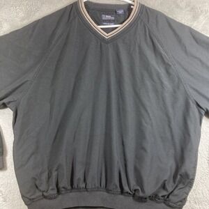 PGA Tour Windbreaker Jacket Adult Large Black Golf Pullover Zip Off Long Sleeves